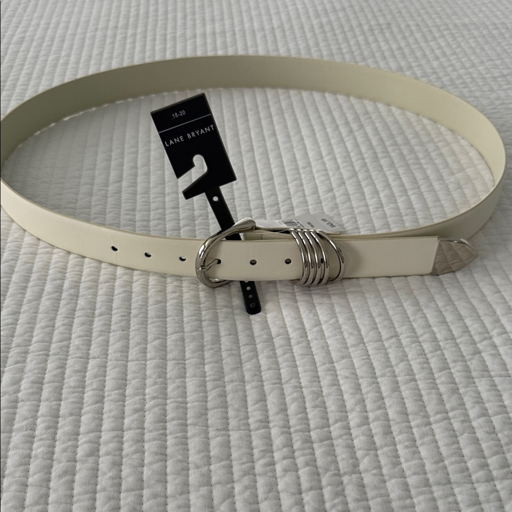 Lane Bryant Ivory Belt with Silver Buckle Size 18/20